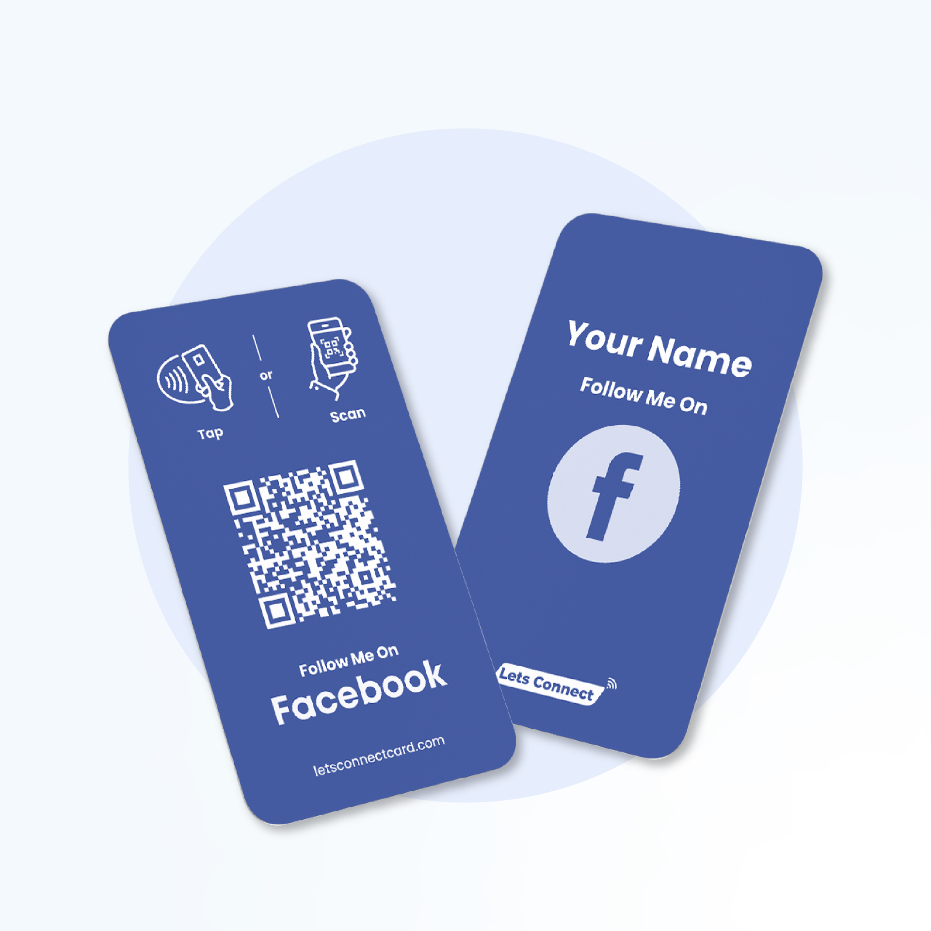 Facebook business card with name, QR and NFC chip