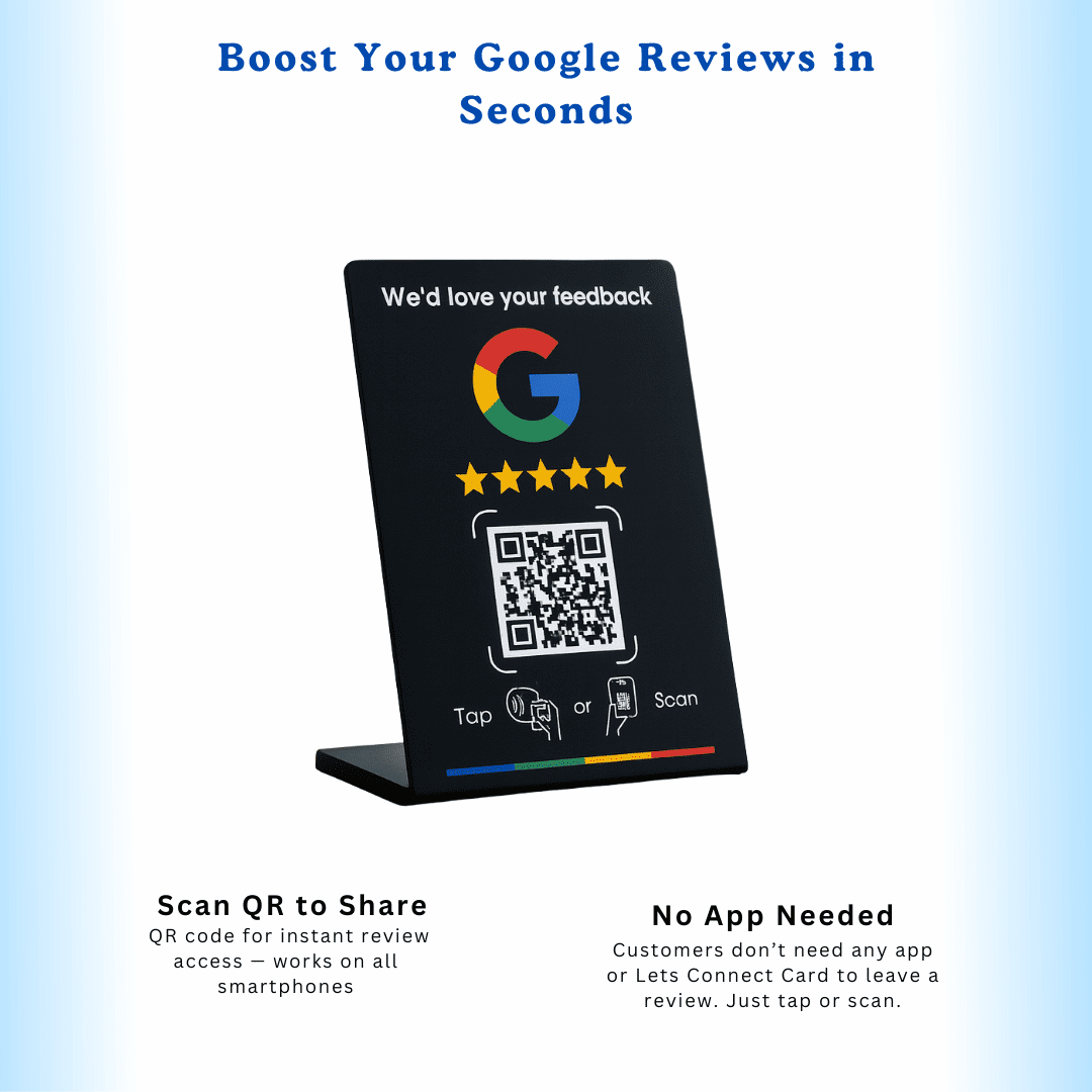 Google Review stand boosting customer reviews