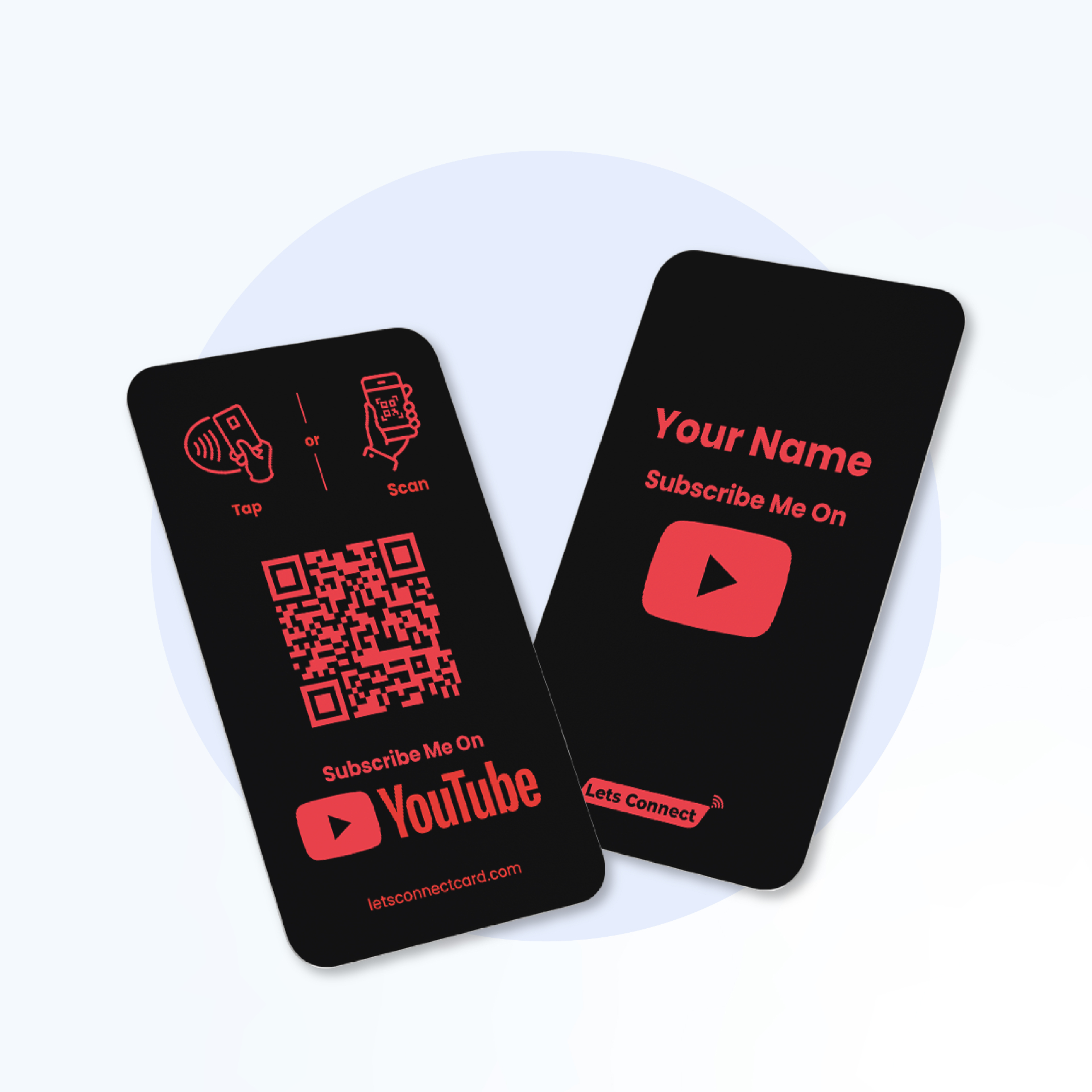 YouTube Business Card with NFC & QR Code — YouTube NFC business card with QR code